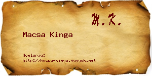 Macsa Kinga névjegykártya